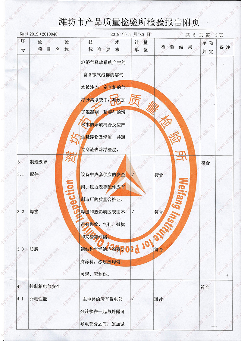 氣浮機(jī)檢測報(bào)告